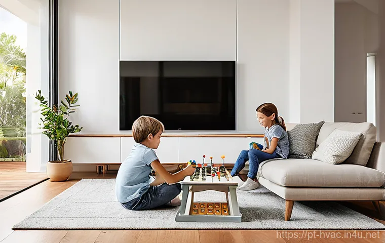 공조냉동기계와 에너지 관리 시스템 - **Prompt:** A Portuguese family (parents and two children, approximately 8 and 12 years old) enjoyin...