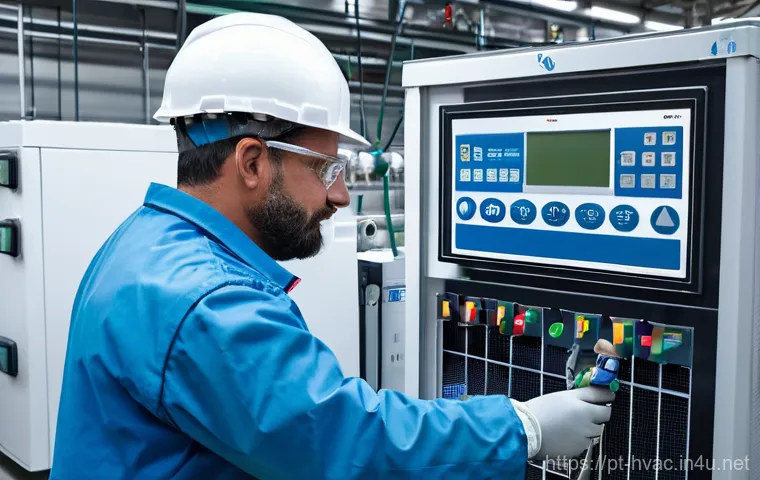 공조냉동기계기사의 자격증 활용 방안 - **Prompt:** A dynamic scene inside a modern, well-equipped HVAC training center in Portugal, reminis...