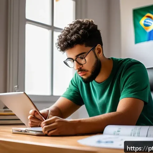 Home 30 공조냉동기계기사 시험 공부 스케줄 - A focused Brazilian student studying at a modern desk filled with technical books and digital device...